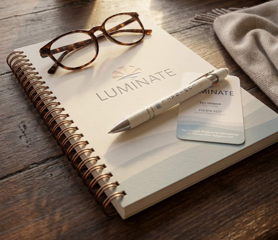 Luminate — Branded Notepad, Pen & Business Card
